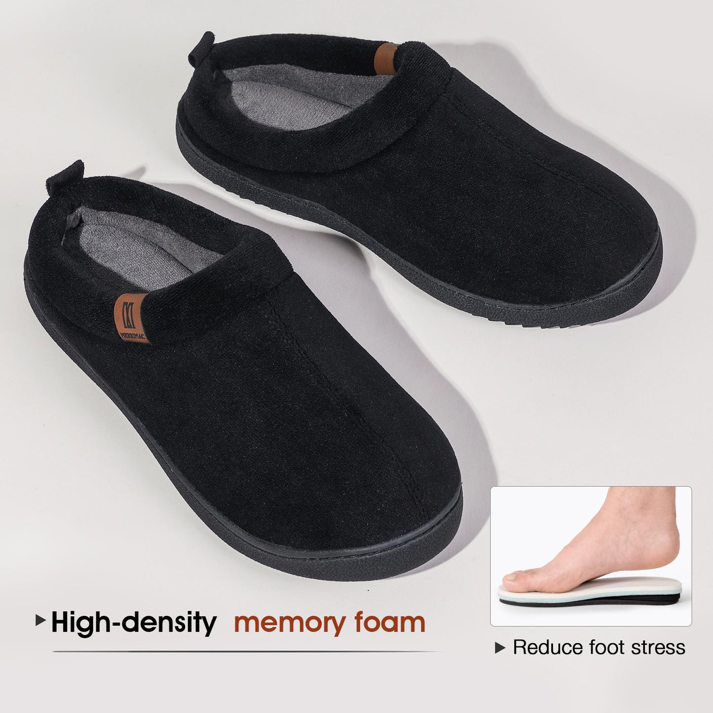 MERRIMAC Men's Slip-on Slippers Comfy Memory Foam Non-slip Indoor House Shoes