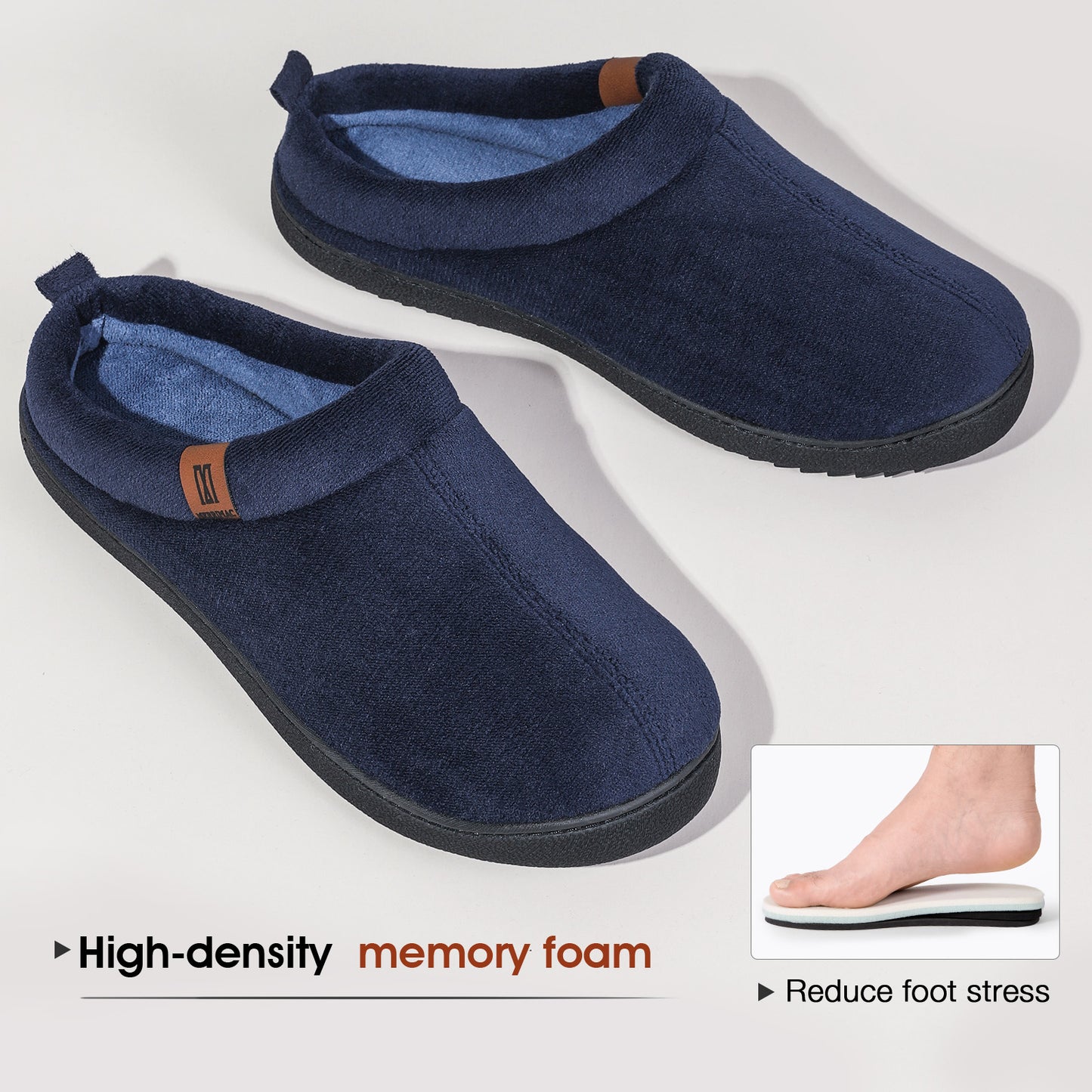 MERRIMAC Men's Slip-on Slippers Comfy Memory Foam Non-slip Indoor House Shoes